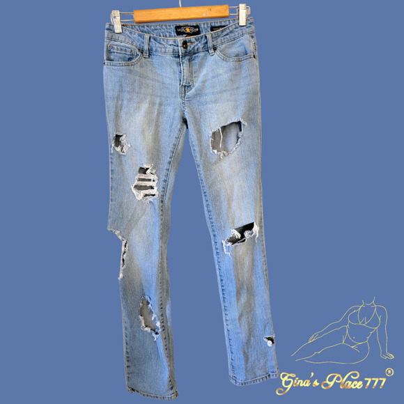 Lucky Brand Cate Skinny Girls Ripped Holes Light Wash Jeans Size 16 - Picture 1 of 9